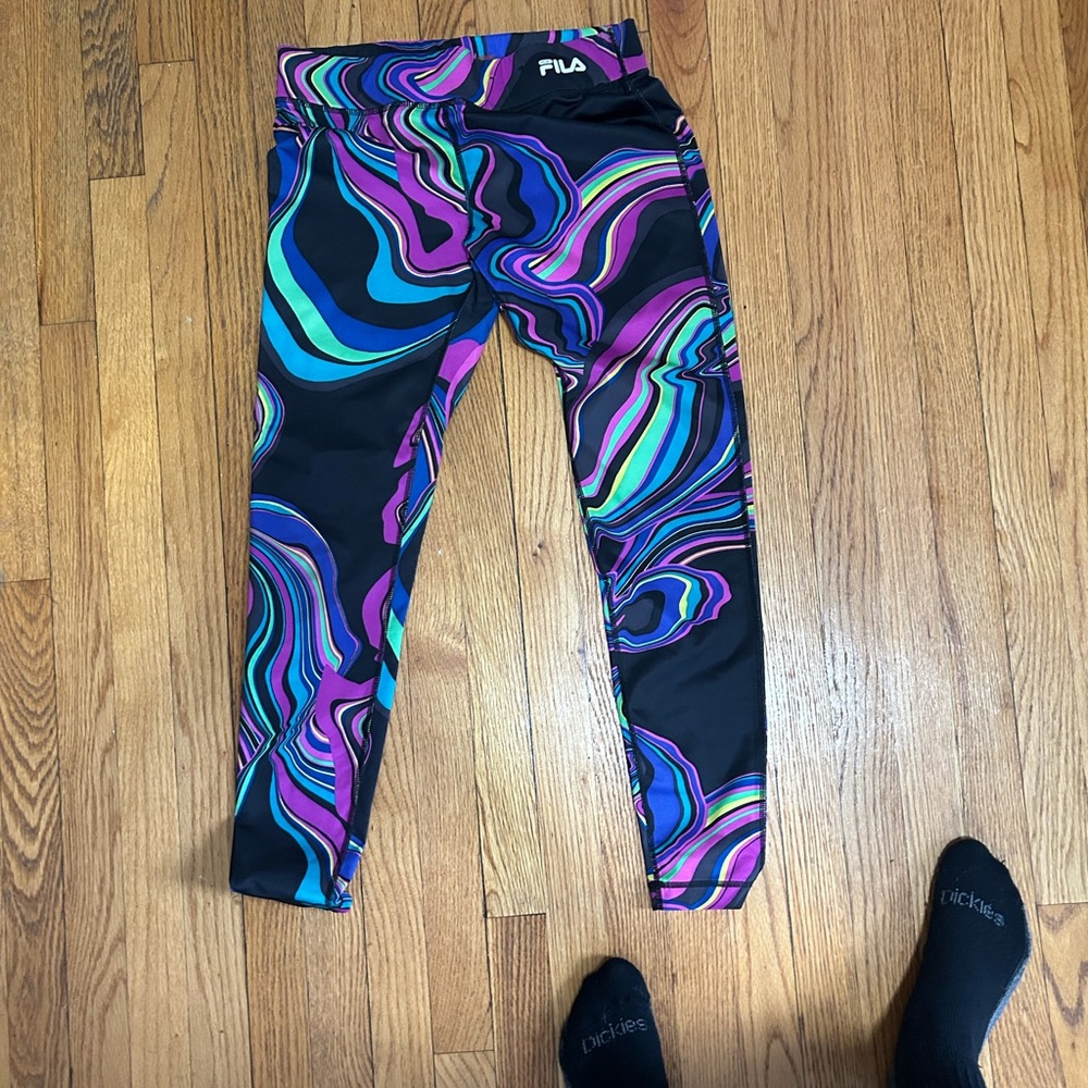 Fila Blue and Purple Leggings Vibrant Athletic Wear